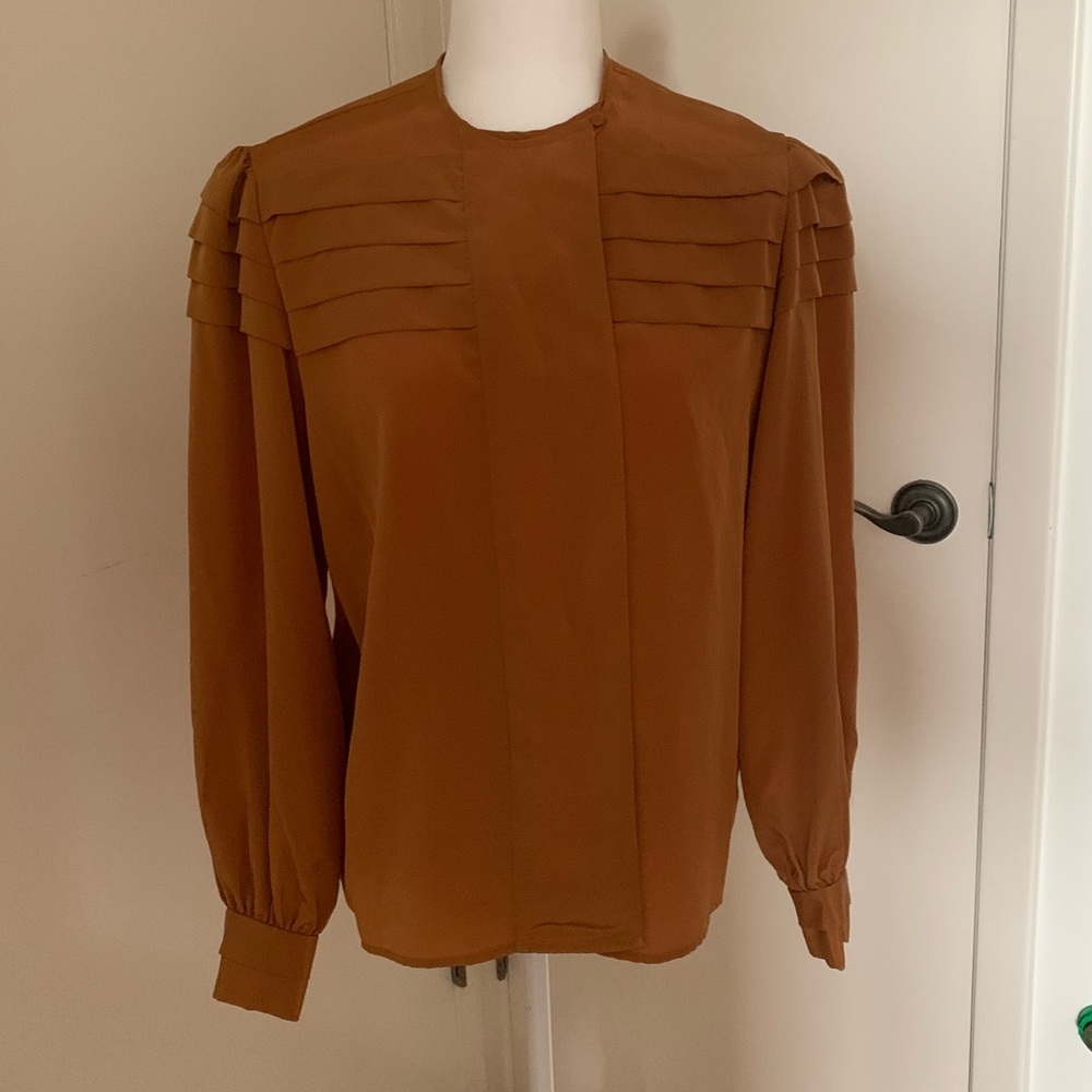 Vintage Marigold Pleated Blouse M